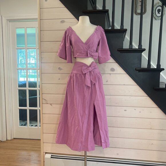 072 Free People Endless Summer Pretty In A Bow Set  in Magenta Magic Size Medium - Picture 4 of 10